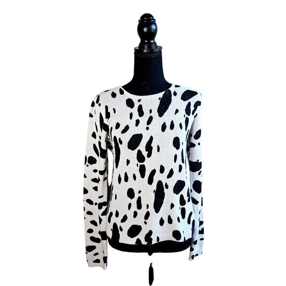 Vintage Central Falls Cow Print Silk Angora Rabbit Hair Sweater Size Medium - Picture 1 of 9